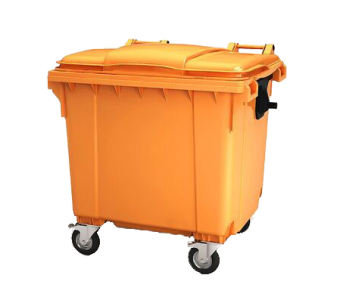 Мусорный контейнер 1100 л. с крышкой (1377*1077*1368) оранжевый фото в магазине Sklad102.ru