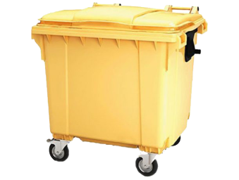Мусорный контейнер 1100 л. с крышкой (1377*1077*1368) желтый фото в магазине Sklad102.ru