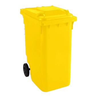 Мусорный контейнер 240 л. с крышкой (721*582*1069) желтый фото в магазине Sklad102.ru