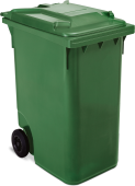 Мусорный контейнер 360 л. с крышкой, с колесом d200 мм (1020х575х575) зеленый